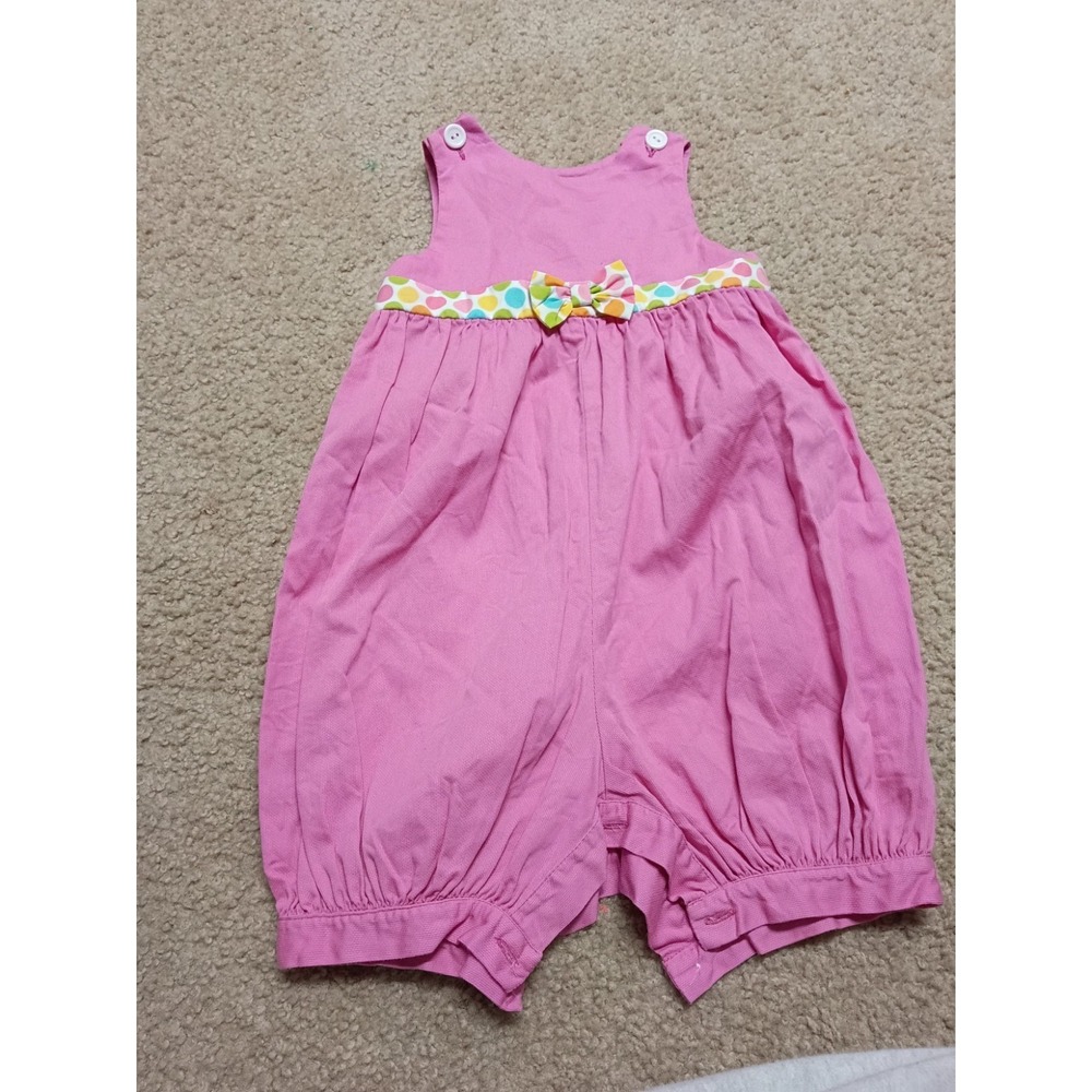 Cotton Pink Bubble Romper Polka Dot Bow Baby Girls 24 Months